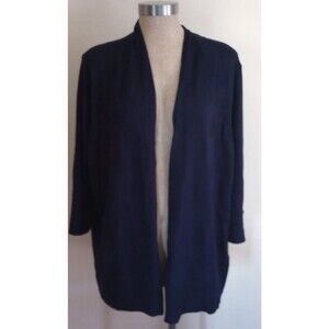 Evolution by Cyrus Women Sweater 2X Blue Lars Textured Dot Cardigan Casual NWT